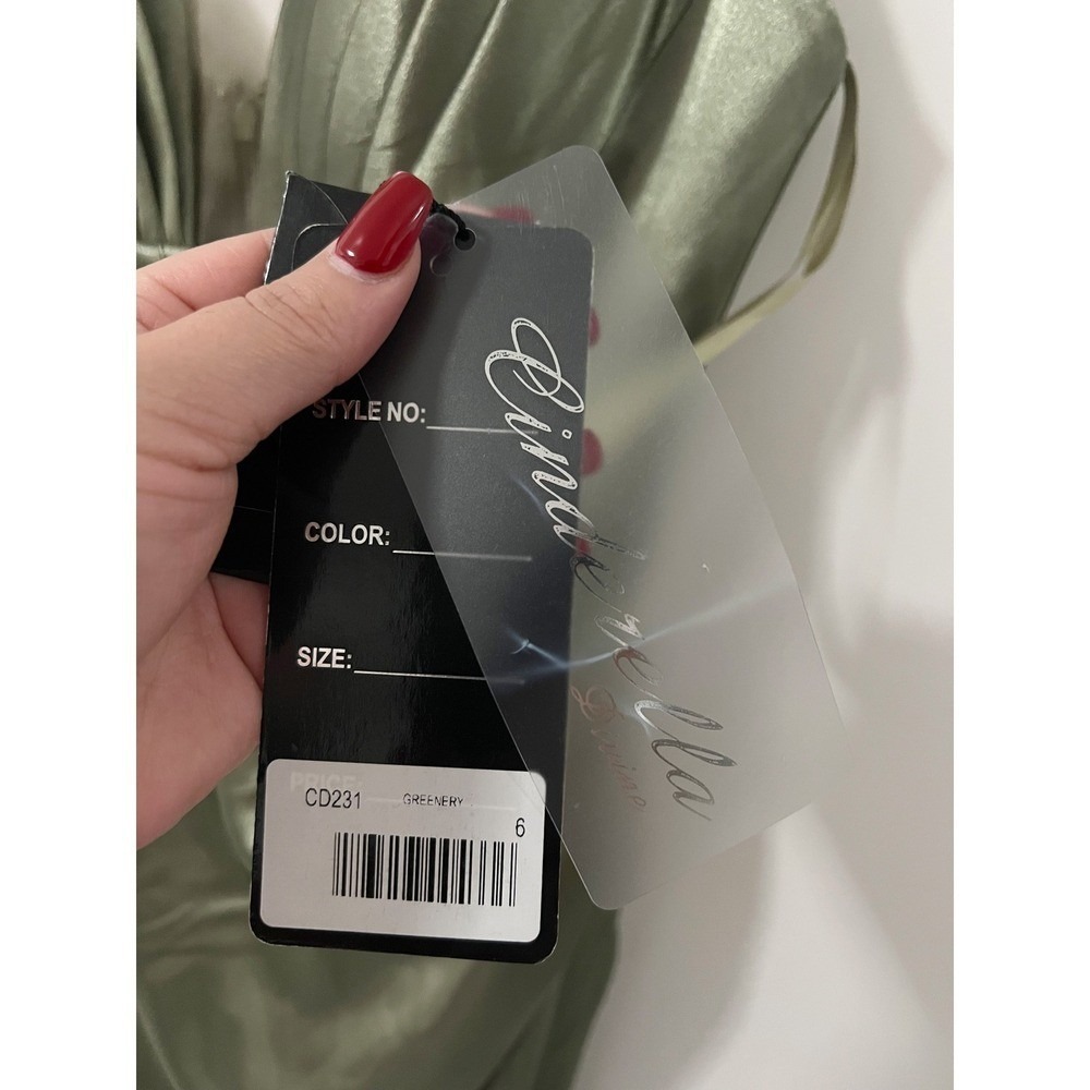 Cinderella Divine Greenery Satin Corset Gown Prom Bridesmaid Evening Dress 6 - Picture 5 of 9